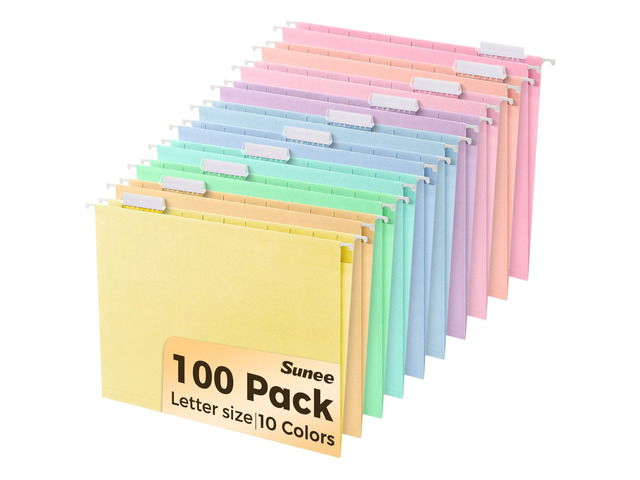 Hanging File Folders, 100 Pack Letter Size Hanging File Folders with 1/5-cut Tabs, Stay Organized for Your Home and Office Bulk File, Documents and...