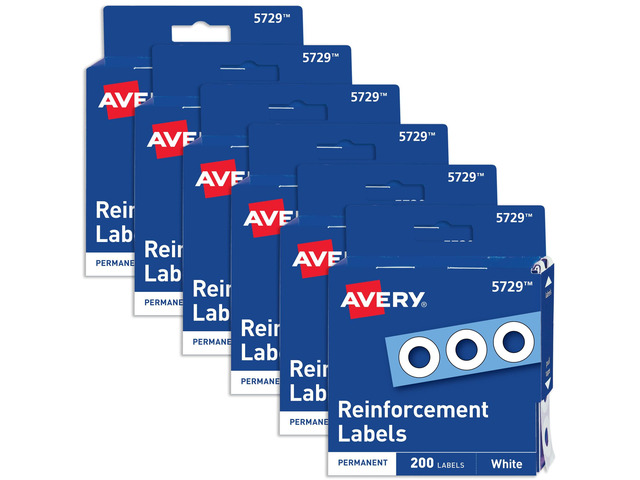 Reinforcement Labels, 1/4' Diameter, Permanent Adhesive, White, Non-Printable, 6 Packs, 1,200 Page Reinforcement Stickers (21919)