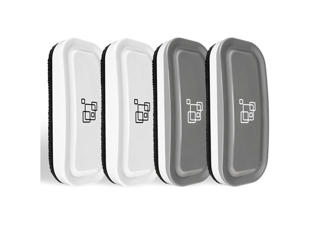 Magnetic Dry Erase Eraser, 4 Pack, 2 Gray + 2 White Glass Board Erasers, For Dry Erase Board, For Glass Board, For Calendar Board, Office and...