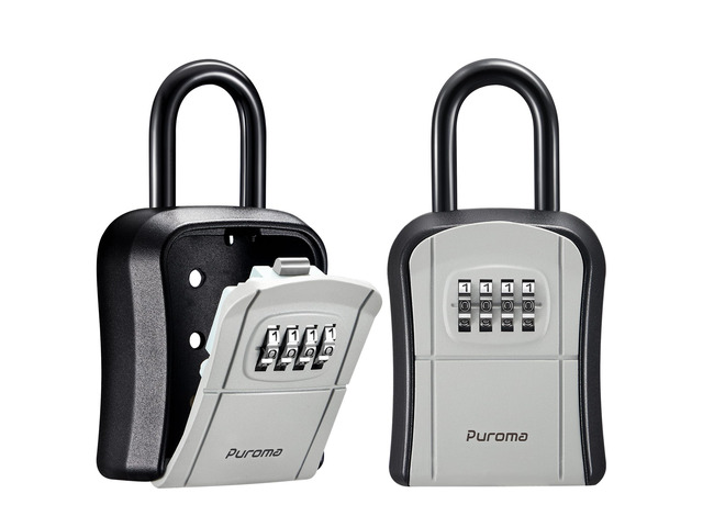 Key Lock Box Outdoor 4 Digit Code Combination Lockbox House, 2 Gray For Contractors Guest Realtor Storage Keys, Portable, Home Wall Mount,...