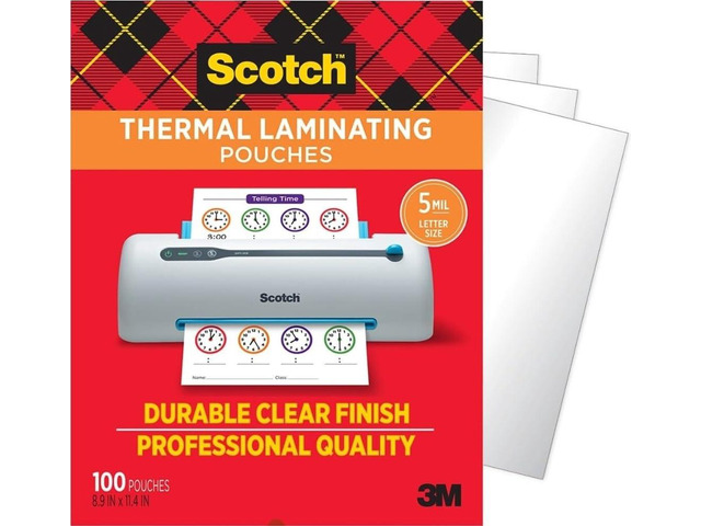Thermal Laminating Pouches, 100 Count, Clear, 5 mil. Fits Letter Sized Paper (8.9 in. × 11.4 in.), Laminate Business Cards, Banners and Essays,...