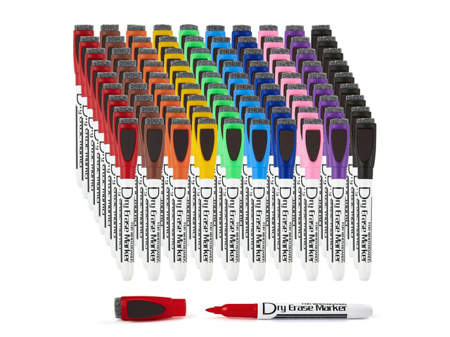 Magnetic Dry Erase Markers with Eraser, 10 Colors, 90 Pack Bulk Whiteboard Markers, Low Odor Dry Erase Pens, Magnetic White Board Markers for...