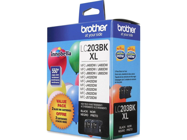 Genuine High Yield Black Ink Cartridges, LC2032PKS, Two Pack, 550 Pages Per Cartridge, LC203