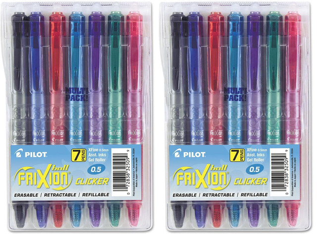 FriXion Clicker Erasable, Refillable & Retractable Gel Ink Pens Extra Fine Point 0.5mm, Erasable Pens, Multicolor Inks, 14-Pack