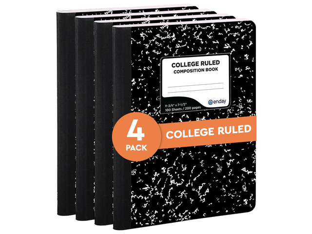 Marble Composition Notebook College Ruled (4 Pack) 100 Sheets Black Composition Notebook For Back to School, Home and Office