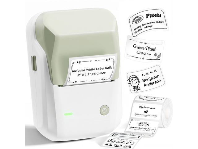 B1 Label Maker, 2Inch Bluetooth Label Printer for Home, Green Label Maker Machine Support Smartphones & PC for Small Business, School, Office, Came...