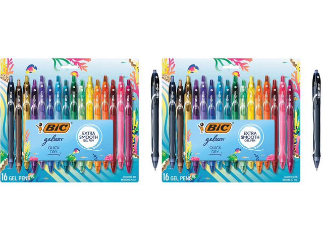 Gelocity Quick Dry Ocean Themed Gel Pens, Medium Point (0.7mm), 16-Count Gel Pen Set, Colored-Gel Pens for Note Taking and Journaling (Pack of 2)