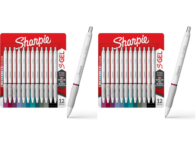 S-Gel Pens,Fashion Barrel Gel Pens,Pearl White Body,Medium (0.7mm) Point,Bold Ink Colors,12 Count (Pack of 2)