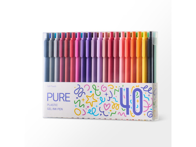 PURE Colored Gel Pens 0.5mm 40 Pieces Set Comfort Grip Quick Drying Colorful Pens Multi-color Ink Fine Point for Painting Journaling Note Taking