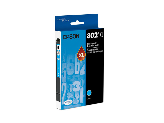 802XL Genuine High Capacity Cyan Ink Cartridge T802XL220 Works With WorkForce Pro WF-4720 WF-4730 WF-4734 WF-4740 Inkjet Printers