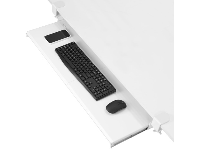 White Extra Large Clamp-on 34 x 11 in Keyboard Tray, MOUNT-KB15EW Extra Long Under Desk Keyboard & Mouse Tray, Slide Out Platform, Extra Sturdy...