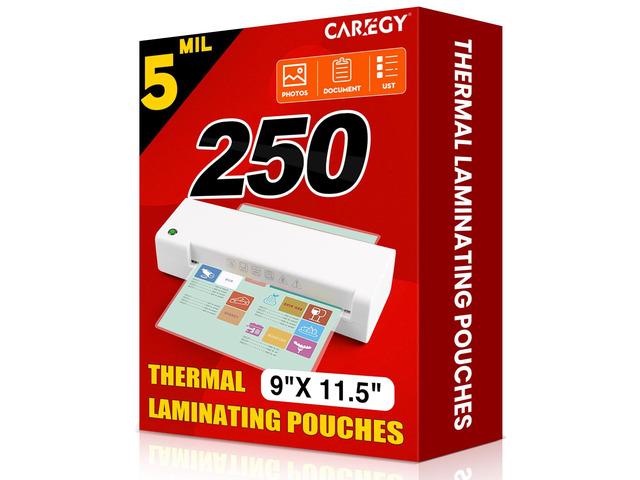 Thermal Laminating Pouches,250 Pack Laminating Sheets 5 Mil, 9 x 11.5 Inches Lamination Sheet Paper for Laminator, Round Corner Letter Size, Office...