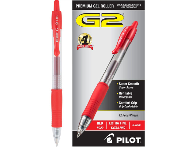 G2 Premium Rolling Ball Gel Pens, 0.5mm, Red Ink, 12-Pack
