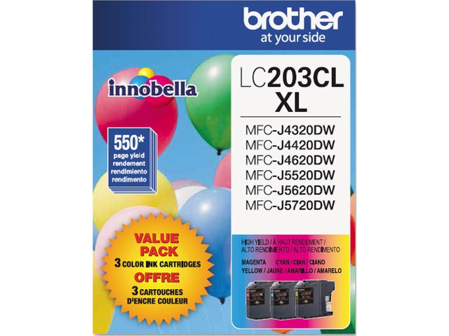 Genuine High Yield Color Ink Cartridges, LC2033PKS, 3-Pack, Cyan, Magenta, Yellow, 550 Pages, Amazon Dash Replenishment