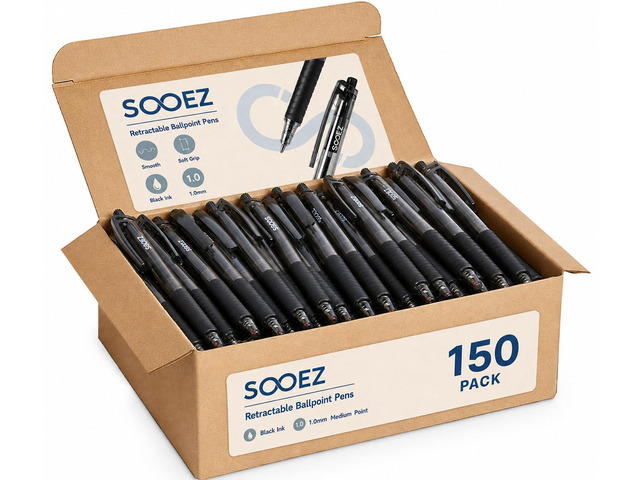 150 Pack Bulk Pens Ballpoint, Smooth Writing Pens with Soft Grip Retractable Blue Ink Pens, Medium Point 1.0mm Pen for Journaling, Ballpoint Pen...
