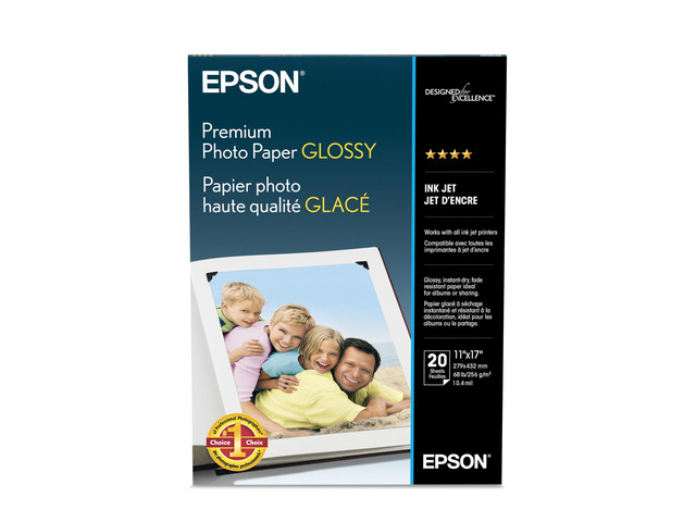 Premium Photo Paper Glossy B size 11x17 20 sheets S041290 High-gloss, heavyweight paper creates durable, smudge- and water-resistant photos for...