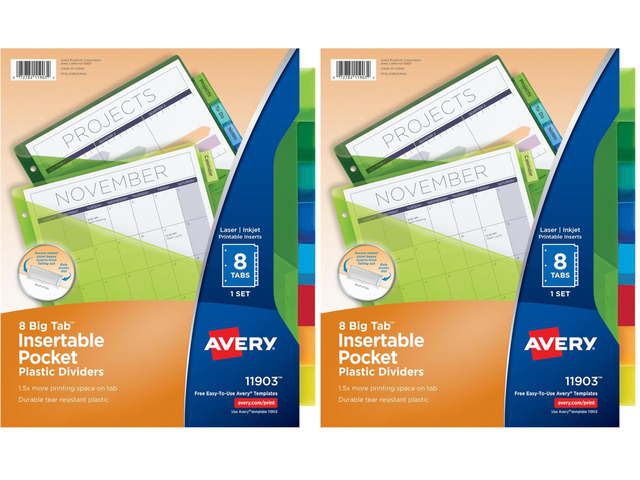 Insertable Plastic Dividers for 3 Ring Binders,8 Tabs per Set,Big Tabs,Two Pockets,Multicolor Binder Dividers,Works with Sheet Protectors...