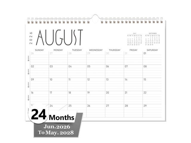 Wall Calendar 2026-2027, 24 Months (Jun 2026-May 2028), 17'x12' Twin-Wire Binding Hanging Calendar, Premium Thick Paper, Monthly Academic Planner,...