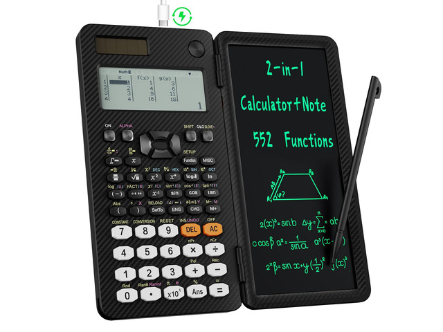 991EX Scientific Calculator 552 Functions 6-Line Display for High School Desktop Calculator Rechargeable & Solar Power, with Erasable LCD Writing...