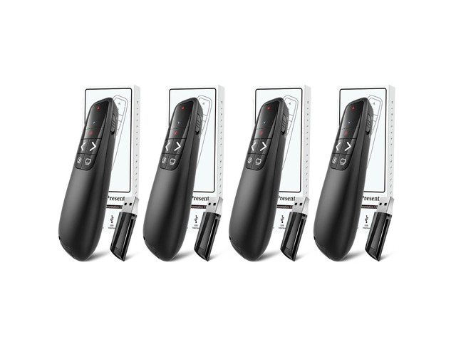 (4 Units) Presentation Clicker for PowerPoint, Wireless Presenter Remote Ergonomic PowerPoint Remote Clicker with Red Laser Pointer for Computer...