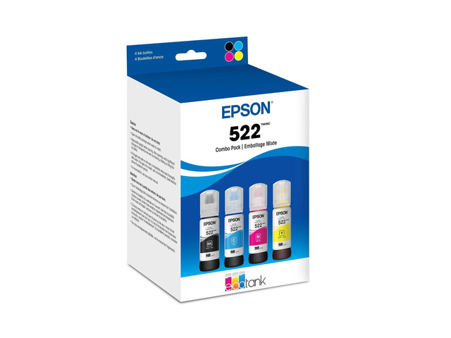 522 EcoTank Ink Ultra-high Capacity Bottle Black & Color Combo Pack (T522120-BCS) Works with ET-2720, 2800, 2803, 2840, 4700, 4800, 4810