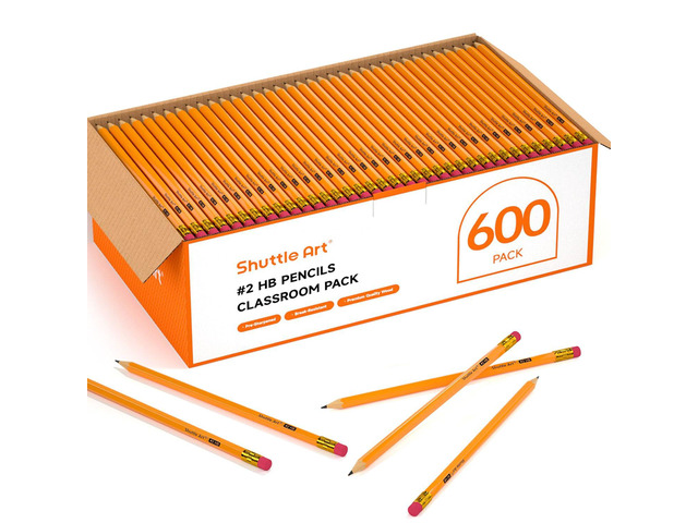 Wood-Cased #2 HB Pencils, 600 Pack Sharpened Yellow Pencils with Erasers, Bulk Pack Graphite Pencils for School and Teacher Supplies, Writing,...