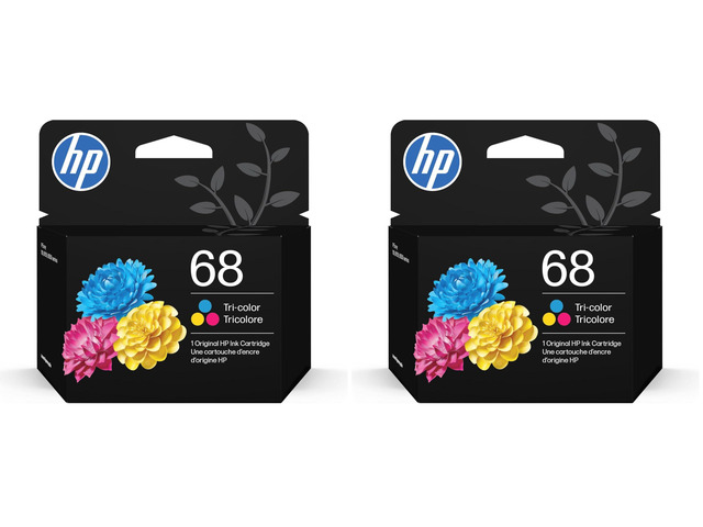 68 Tri-Color Ink Cartridge, Works Envy 6100e, 6500e Series, Eligible for Instant Ink, 7FP20TN, Packaging May Vary, (Pack of 2)