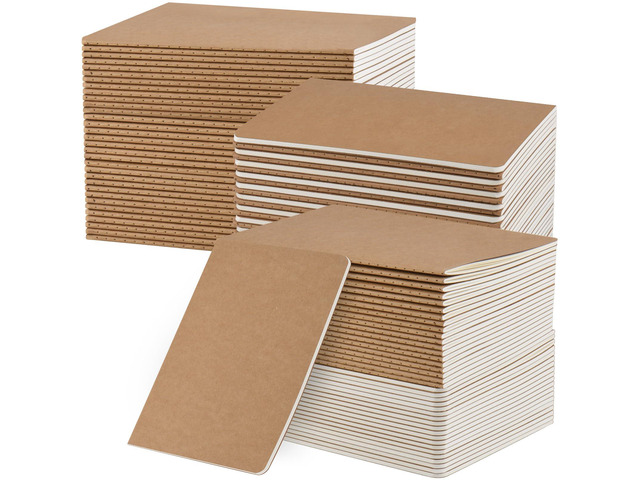 100 Pack A5 Kraft Notebooks Bulk, 8.15x5.5 Inches Lined Paper Journaling Notebooks, Notebooks for Work, Composition Notebooks for School, Journal...