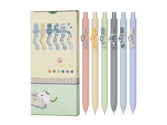 Cute Cat Pens Set,12 Pcs 0.7mm Quick Dry Ink Colored Gel Pens Fine Point Smooth Writing Pens for Journaling and Coloring,Kawaii Cat Lover Gifts for...