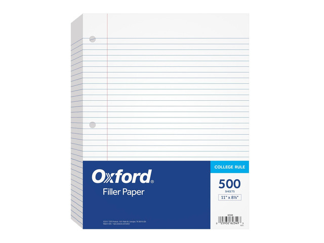 Loose Leaf Paper, 500 Sheets, College Rule Filler Notebook Paper, 8-1/2' x 11', 3-Hole Punched Fits 3-Ring Binders (62349)