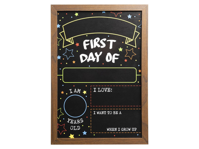 First Day Last Day of School Double Sided Sign with Frame (Reusable Dry Erase Board for Liquid Chalk Markers - 9.17' x 13.27') Double Sided and...