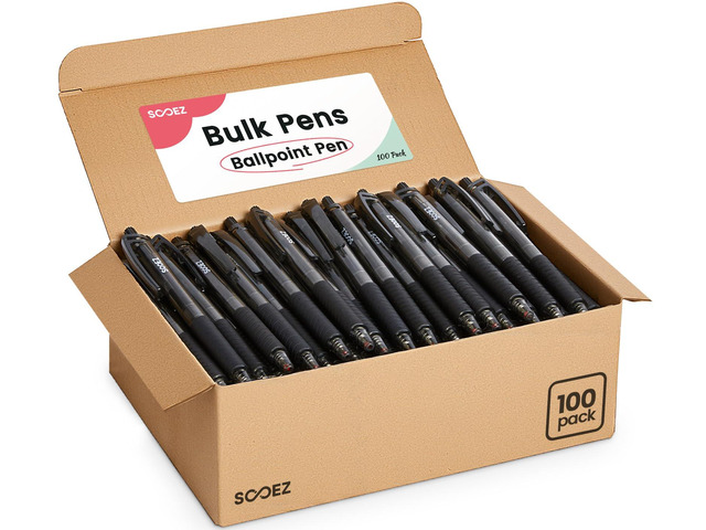 100 Pack Bulk Pens Ballpoint, Smooth Writing Pens with Soft Grip Retractable Blue Ink Pens, Medium Point 1.0mm Pen for Journaling, Ballpoint Pen...