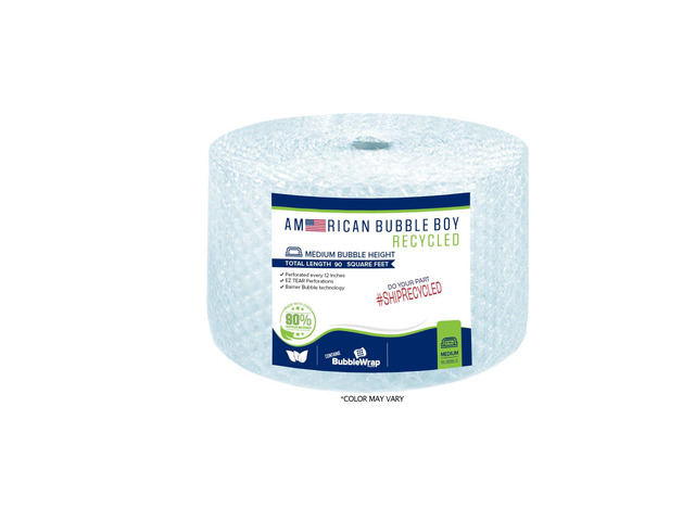 Large roll of 90 Feet of Recycled Medium Bubble wrap for packing, moving and shipping for your business essentials. Eco friendly and made from 90%...