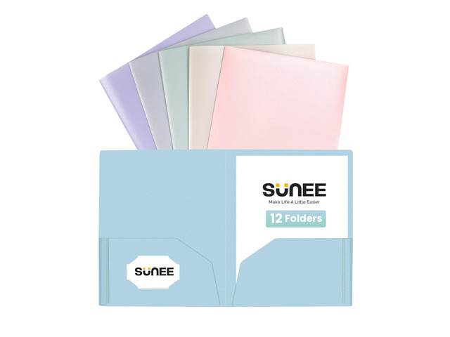 2 Pocket Folders (12 Pack, Pastel Colors) Heavy-Duty Plastic Folders with Pockets, Fit 8.5x11 Letter Size Paper, 2-Pocket File Folders for Kids,...