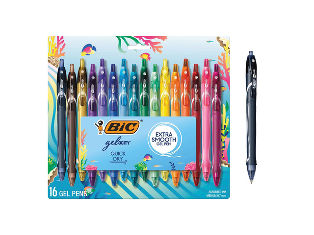 Ocean Themed Gel Pens, Assorted Colors, Medium Point, 0.7 mm, 16-Count Gelocity Quick Dry Series, School Supplies for Color-coding Notes, Set for...