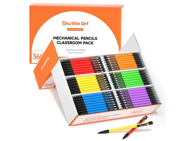 Mechanical Pencils, 360 Pack Bulk Mechanical Pencils 0.7mm Medium Point, HB #2 Lead Pencils, Assorted Barrels, Office School Supplies