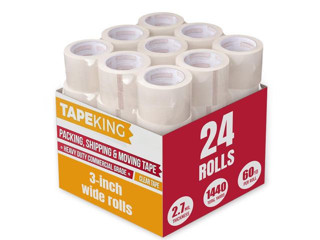 Clear Packing 3 Inch Wide (24 Rolls) Heavy Duty Packing 2.7mil Strong Adhesive for Moving Boxes, Shipping Cartons, Office Use, Storage & Wrapping...