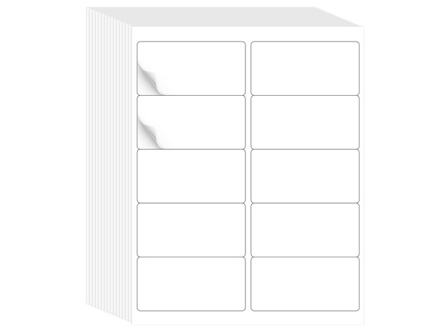 L LIKED 2'x4' Printable White Label Stickers 1000 Labels 100 Sheets Matte, strong Adhesive, laser/inkjet compatible, 10 per sheet, for shipping,...