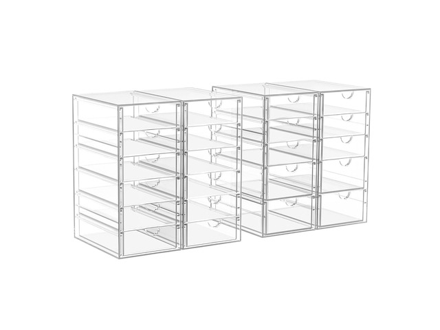 22-Drawer Acrylic Storage & Makeup Organizer for Desk, Bath Smooth-glide drawers, clear acrylic, stackable, dustproof, wipe-clean, for lipsticks,...