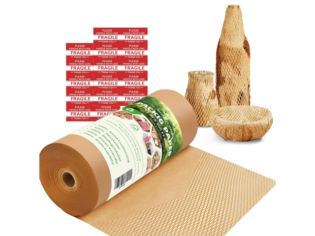 Honeycomb Packing Paper for Moving, Protective Wrapping Paper 12' x 400ft kraft paper cushions glass, dishes, ceramics and gifts for Small Business...