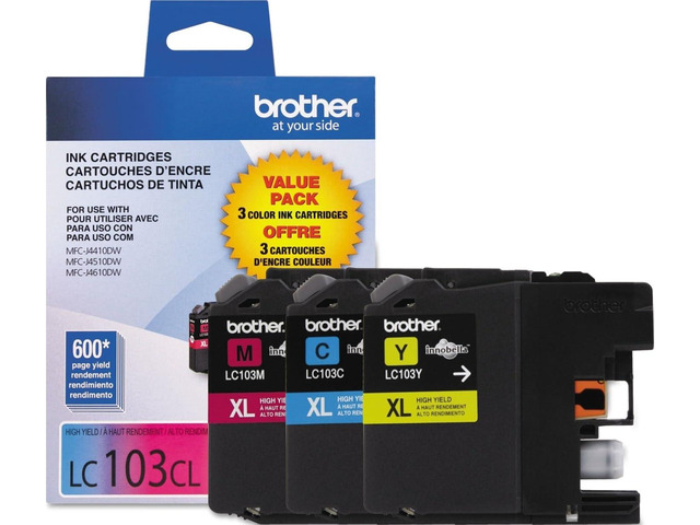 LC1033PKS, LC-103, Innobella High-Yield Ink, 600 Page-Yield, 3/Pack, Cyan-Magenta-Yellow
