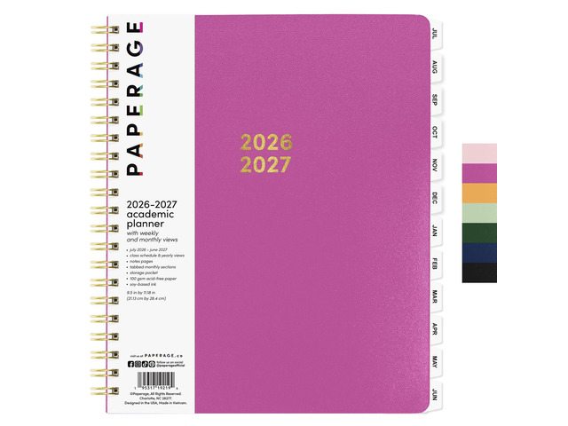 Academic Planner, Weekly & Monthly Planner & Calendar, 12-Months, July 2026 - June 2027, (9.5' x 11'), School & Student Planning Agenda with Tabs,...