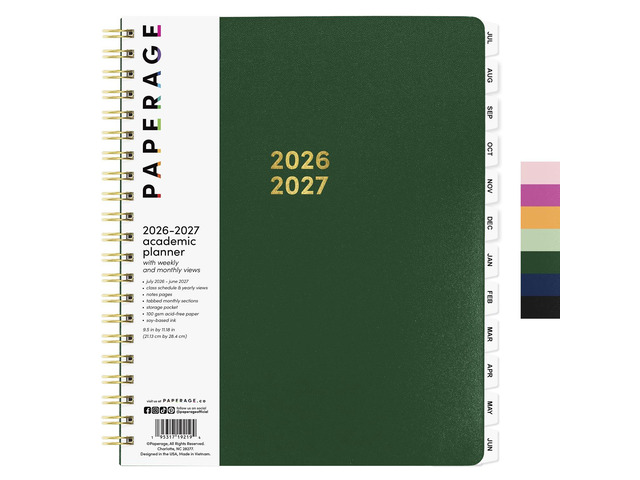 Academic Planner, Weekly & Monthly Planner & Calendar, 12-Months, July 2026 - June 2027, (9.5' x 11'), School & Student Planning Agenda with Tabs,...