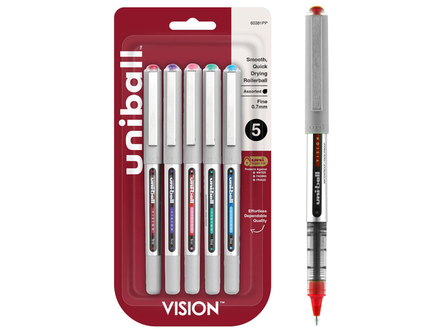 60381PP Vision Rollerball Pens, Fine Point (0.7mm), Fashion Colors, 5 Count