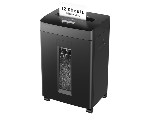 12-Sheet Micro Cut Shredder for Home Office, 6 Gallons Bin P-4 High Security Shredders for Paper, CD, Credit Card, Staple, Clip, Heavy Duty...
