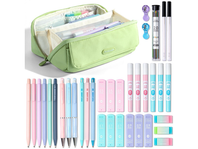 36PCS Mechanical Pencil Set with 624 Lead Refills(Light Green) 0.5mm, 0.7mm, 0.9mm & 2.0mm Mechanical Pencils, Aesthetic School Supplies for...