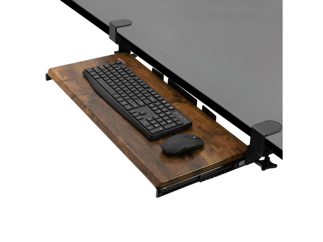 Vintage Brown Clamp-on 27 x 11 in Keyboard Tray, MOUNT-KB05N Large Under Desk Keyboard & Mouse Tray for Typing, Slide Out Platform, Extra Sturdy...