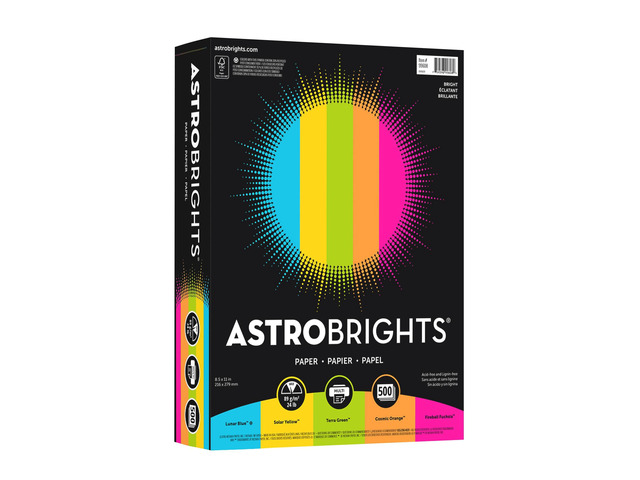 Astrobrights Bright Color Paper, Letter Size Paper, 24 lb, Assorted Colors, 500 Sheets