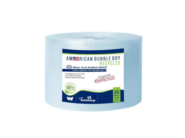 Large roll of 175 Feet of Recycled Small Plus Bubble wrap for packing, moving and shipping for your business essentials. Eco friendly and made from...