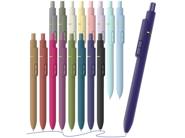 16 Pack Blue Gel Pens with Fidget, 0.7mm Quick-Drying Blue Ink Fine Point Smooth Writing - Stress Relief Retractable, Soft Grip Cute Pen for...